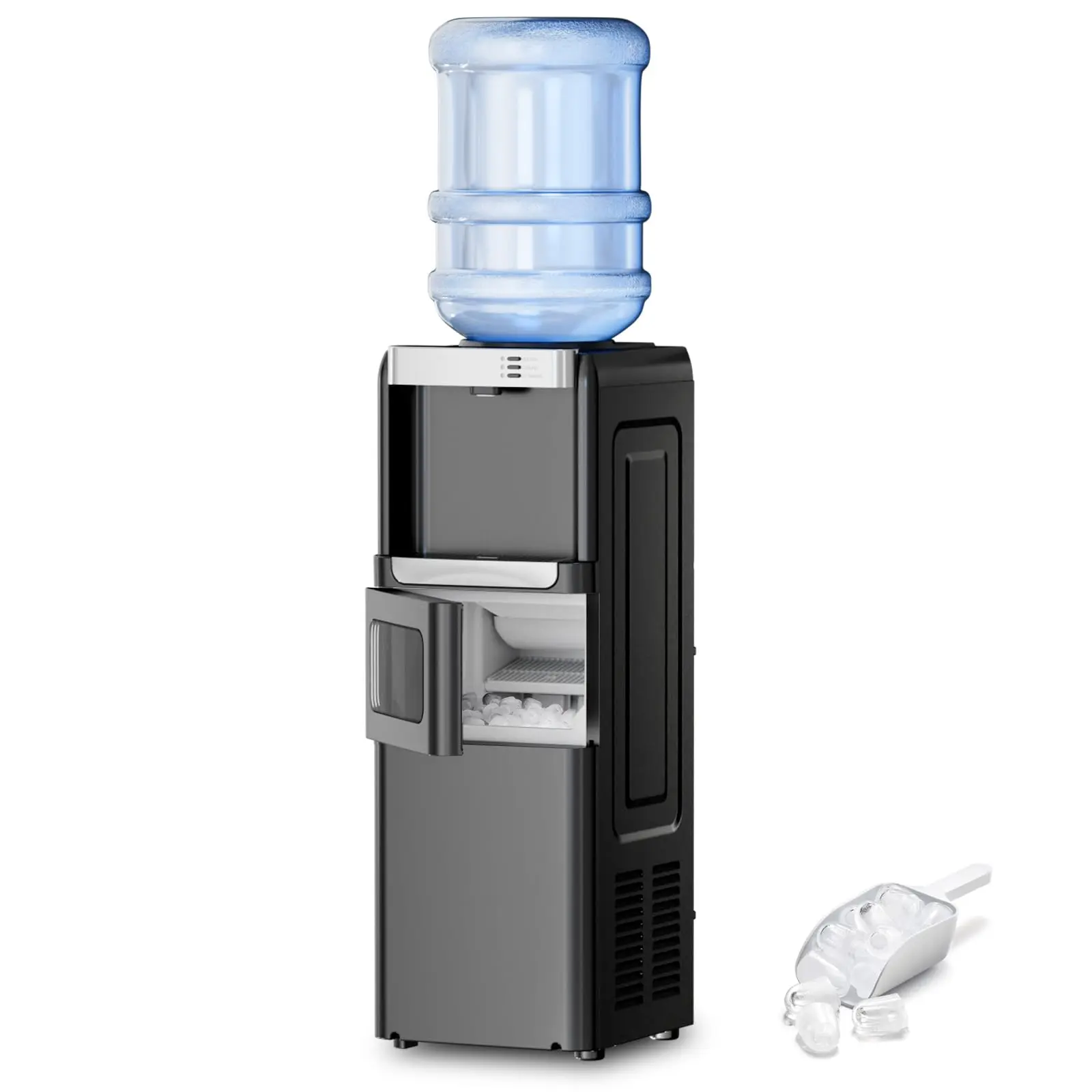 Antarctic Star 3-in-1 Hot and Cold Water Cooler Dispenser with Built-in Ice Maker, for 3 to 5 Gallon Bottle Water Dispenser，with Child Safety Lock，Black